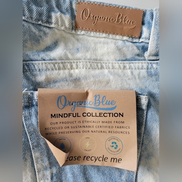 Organic Blue Distressed Denim Shorts Size 26 Blue NWT - Picture 5 of 9